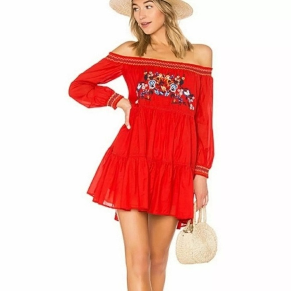 Free People Sunbeams Mini embroidered dress NWT